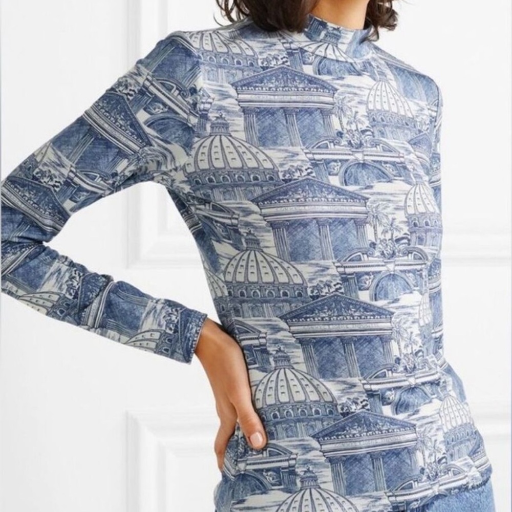 Reformation Bailey Knit Top‎ in Blue Toile Size XS
